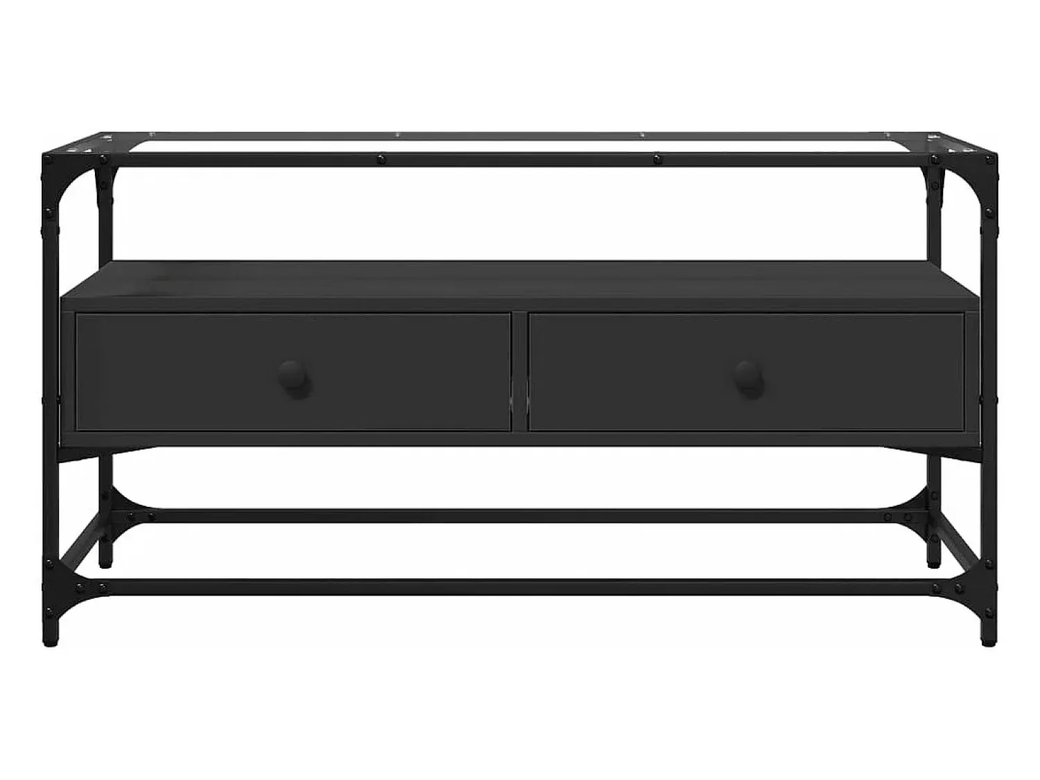 Móvel De Tv* Móvel de TV c/ tampo vidro 98x35x51 cm derivados madeira PT909392 Preto