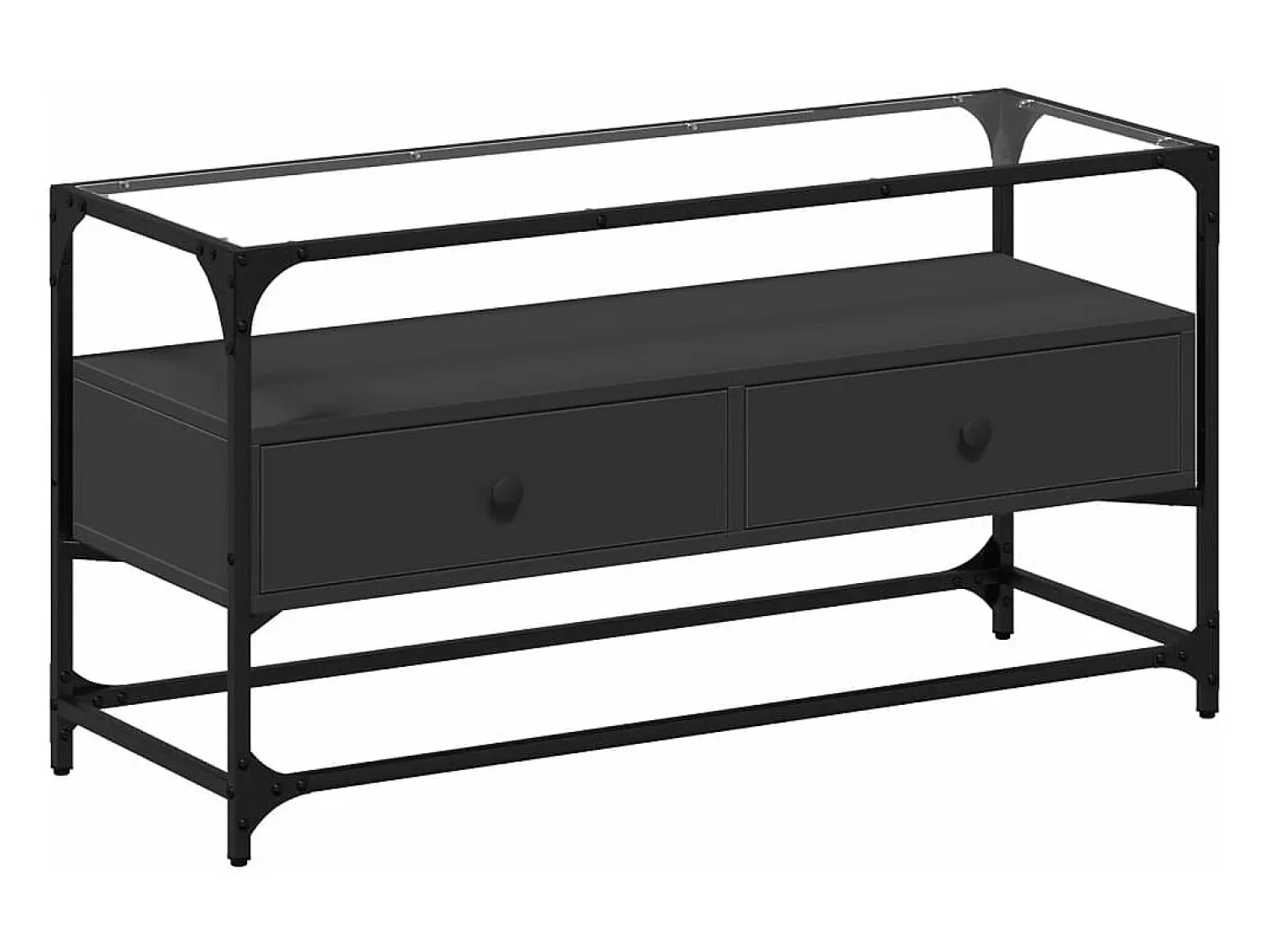 Móvel De Tv* Móvel de TV c/ tampo vidro 98x35x51 cm derivados madeira PT909392 Preto