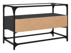 Discount vidaxl Móvel de TV c/ tampo vidro 80x35x51 cm derivados madeira Preto