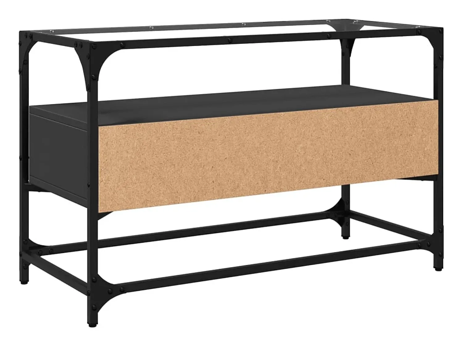 Discount vidaxl Móvel de TV c/ tampo vidro 80x35x51 cm derivados madeira Preto