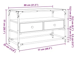 Discount vidaxl Móvel de TV c/ tampo vidro 80x35x51 cm derivados madeira Preto