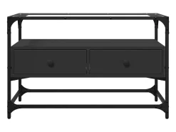 Discount vidaxl Móvel de TV c/ tampo vidro 80x35x51 cm derivados madeira Preto