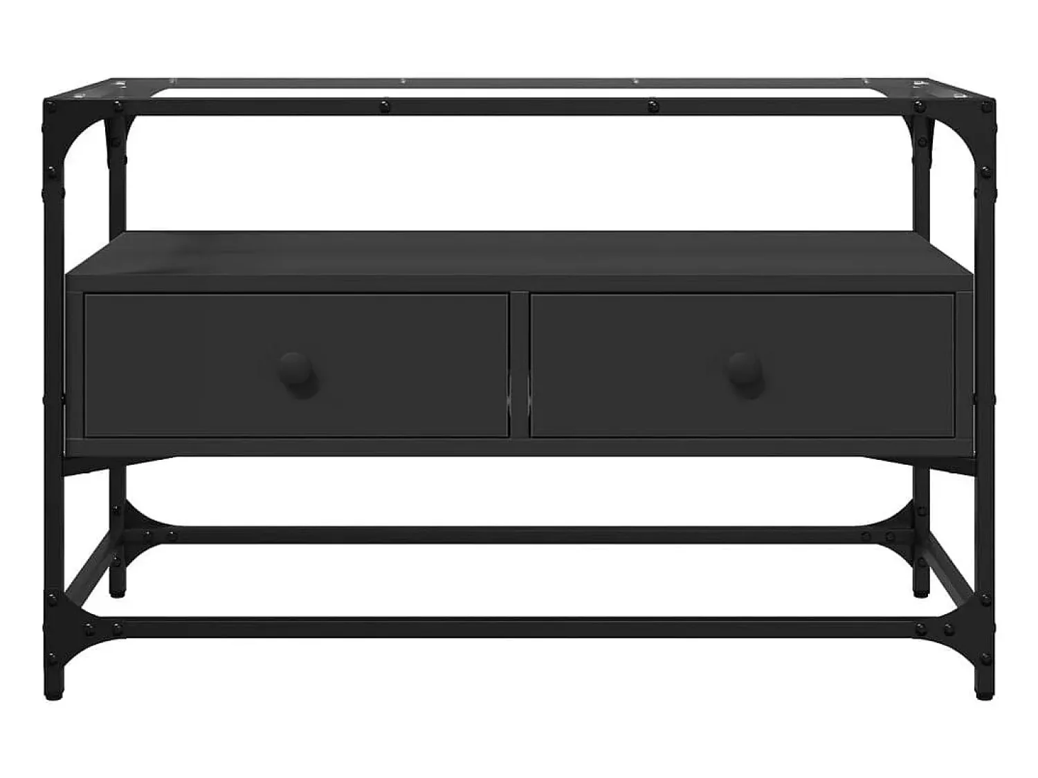 Discount vidaxl Móvel de TV c/ tampo vidro 80x35x51 cm derivados madeira Preto