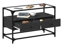 Móvel De Tv| Móvel de TV c/ tampo vidro 80x35x51 cm derivados madeira PT902693 Preto