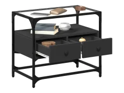 Móvel de TV c/ tampo vidro 60x35x51 cm derivados madeira PT409260^ Móvel De Tv