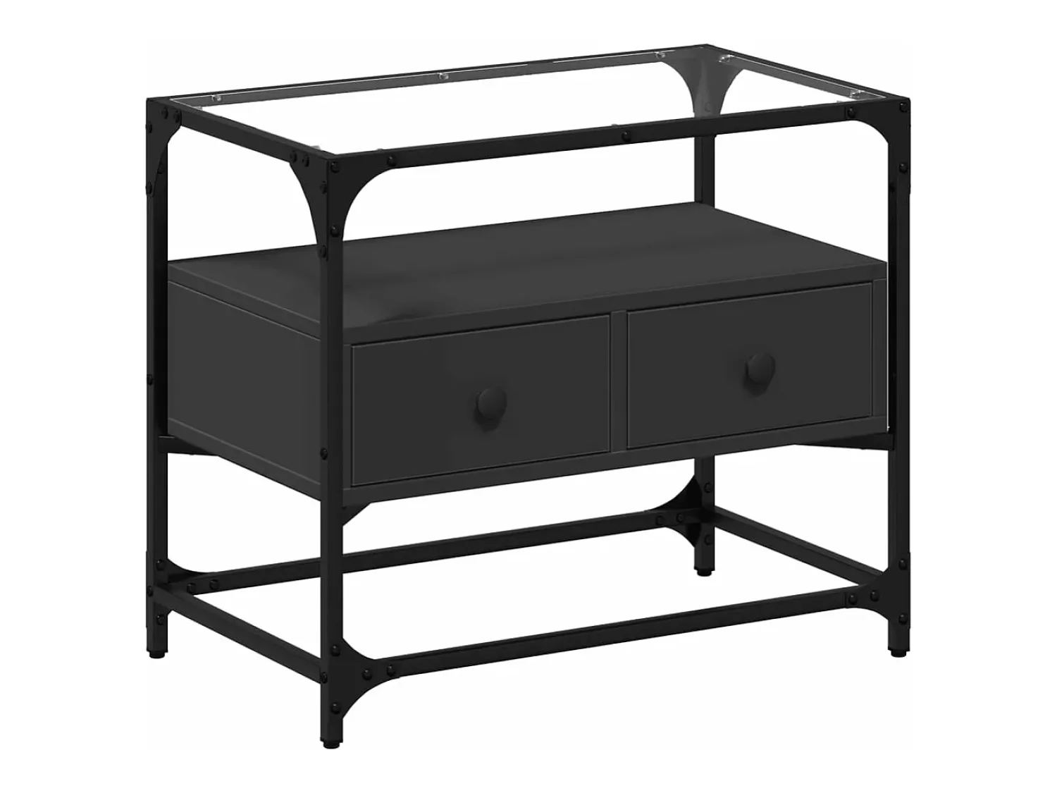 Móvel de TV c/ tampo vidro 60x35x51 cm derivados madeira PT409260^ Móvel De Tv
