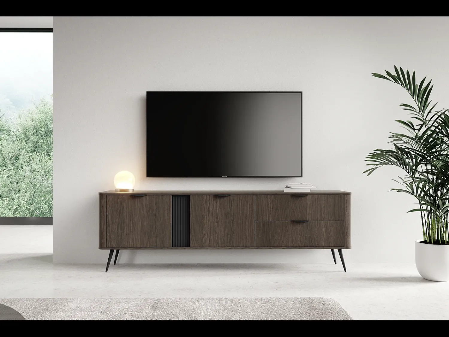 Sale Móvel de TV, carvalho Dunin combinado com preto, 195,2 x 30 x 38 cm Castanho