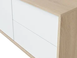 Móvel De Tv*Dmora Móvel de TV Cary, Aparador para televisão com 2 portas, Móvel de TV para sala, Móvel de TV, Aparador para sala, 130x41h47 cm, Carvalho e Branco Castanho