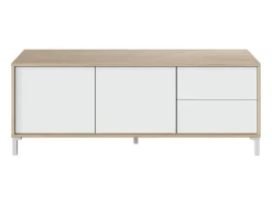 Móvel De Tv*Dmora Móvel de TV Cary, Aparador para televisão com 2 portas, Móvel de TV para sala, Móvel de TV, Aparador para sala, 130x41h47 cm, Carvalho e Branco Castanho
