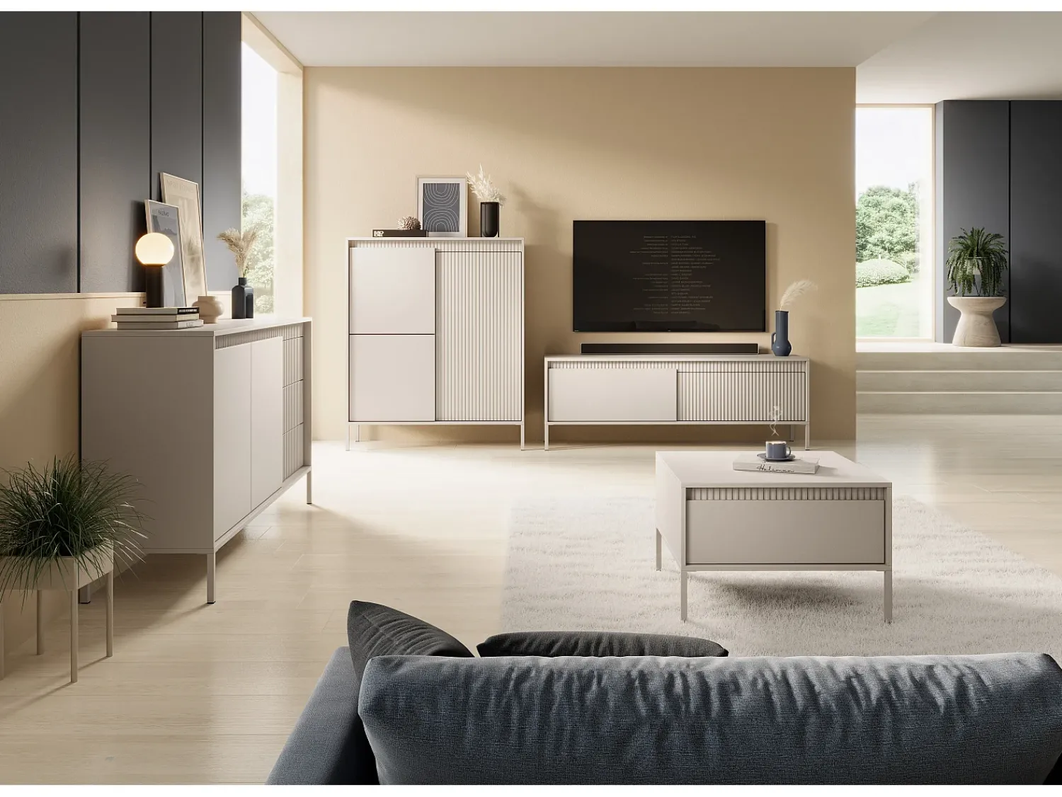 Móvel de TV: Caxemira, 53,4 x 187,1 x 39,5 cm Bege