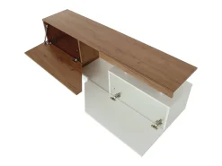 Móvel De Tv|Habitat et jardin Móvel de TV "Ceelias" Branco/Marrom Escuro com Armazenamento Espaçoso e Sistema de Abertura Push to Open - 160 x 35 x 46 cm Natural escuro / Branco