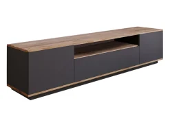 Concept-Usine Móvel de TV Cinza e Madeira 180 cm TYRO Estilo Contemporâneo com Arrumação - Pinho Atlântico e Antracite^ Móvel De Tv