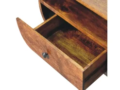 Móvel De Tv* Móvel de TV circular Artisan Furniture em castanheiro, 2 gavetas, 1 prateleira aberta, castanho Castanho chocolate