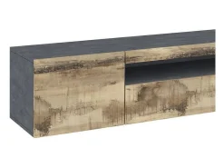 Dmora Móvel de TV Claudio, Aparador baixo de sala, Base de móvel de televisão, 100% Fabricado na Itália, 150x40h37 cm, Ardósia e Bordo, com luz LED^ Móvel De Tv