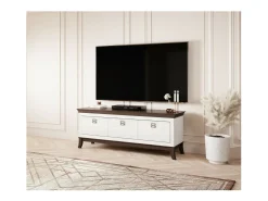 Móvel De Tv*Meublorama Móvel de TV 160cm coleção PALACE com 3 gavetas. Cor e carvalho. Branco