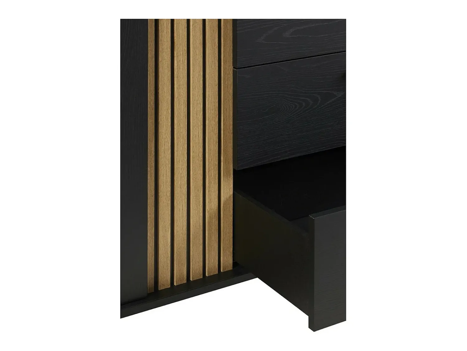 Meublorama Móvel de TV 165cm nas cores preto e carvalho com 2 portas e 1 nicho da coleção LOFT. Pés de metal.^ Móvel De Tv