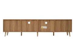 Hauss Spole Móvel de TV com 2 gavetas, 2 portas de vime e 2 nichos, em folheado de carvalho claro^ Móvel De Tv