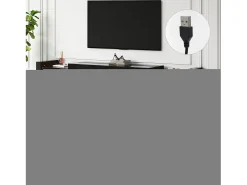 Móvel De Tv|Merax Móvel de TV com 2 gavetas dobráveis - 181 x 38 x 38 cm - LEDs - Aglomerado - brilhante Preto