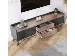 Móvel De Tv|Merax Móvel de TV com 2 gavetas e 2 portas de correr - estilo moderno - aglomerado - + Preto