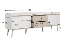 Best Merax Móvel de TV com 2 gavetas e 2 portas de correr - estilo moderno - aglomerado - Branco