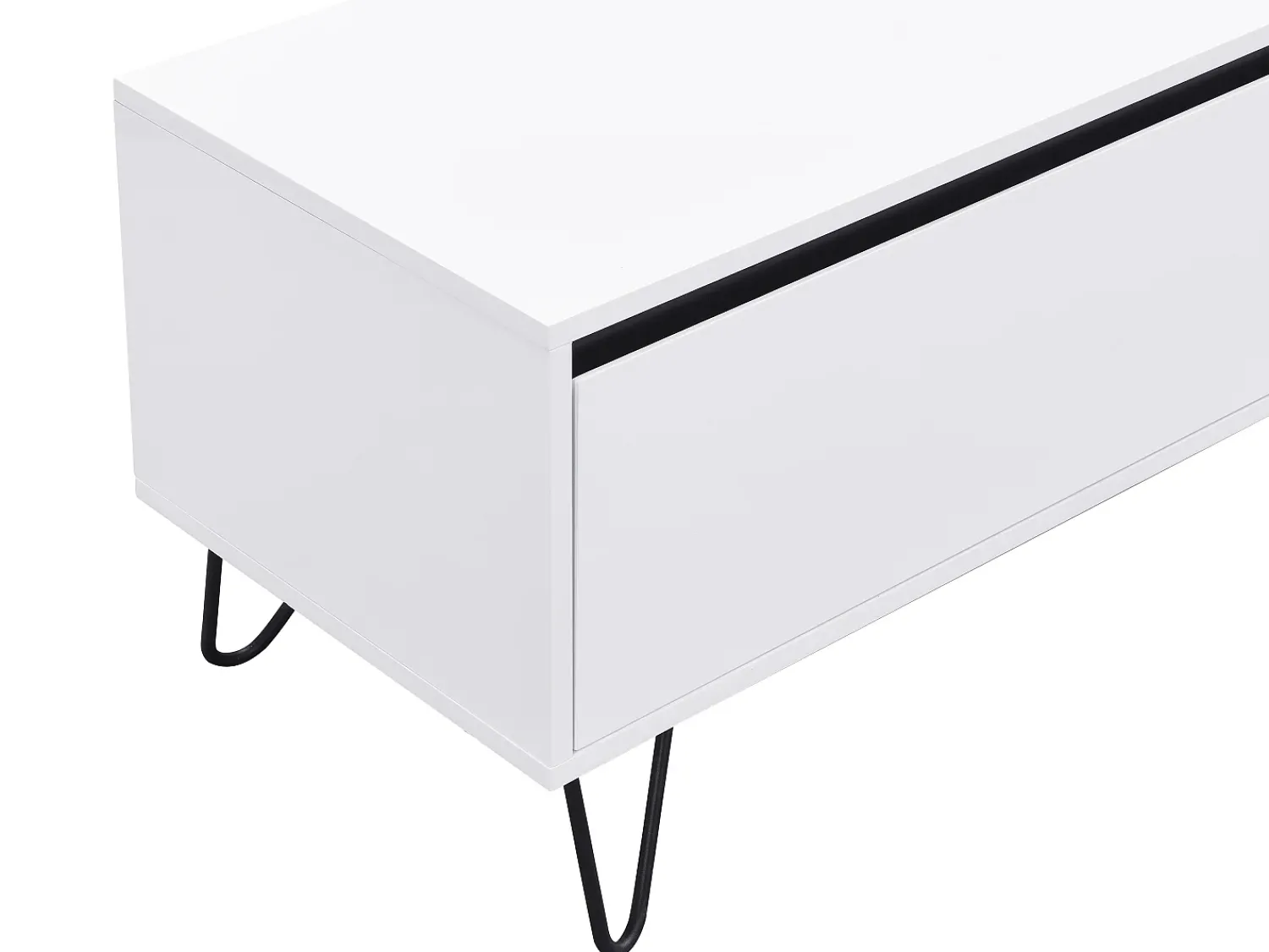 Móvel De Tv*Vente-unique Móvel de TV com 2 gavetas em MDF e aço e preto - ABUJA Branco