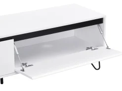 Móvel De Tv*Vente-unique Móvel de TV com 2 gavetas em MDF e aço e preto - ABUJA Branco