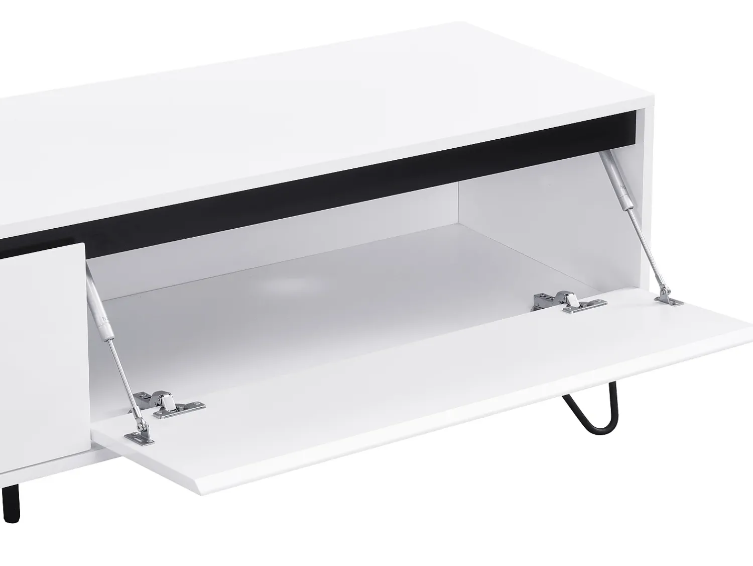 Móvel De Tv*Vente-unique Móvel de TV com 2 gavetas em MDF e aço e preto - ABUJA Branco
