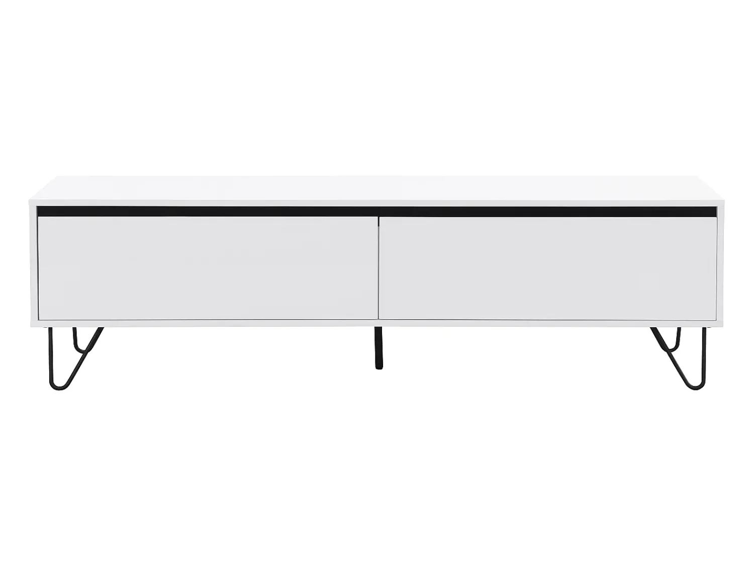 Móvel De Tv*Vente-unique Móvel de TV com 2 gavetas em MDF e aço e preto - ABUJA Branco