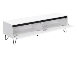 Móvel De Tv*Vente-unique Móvel de TV com 2 gavetas em MDF e aço e preto - ABUJA Branco