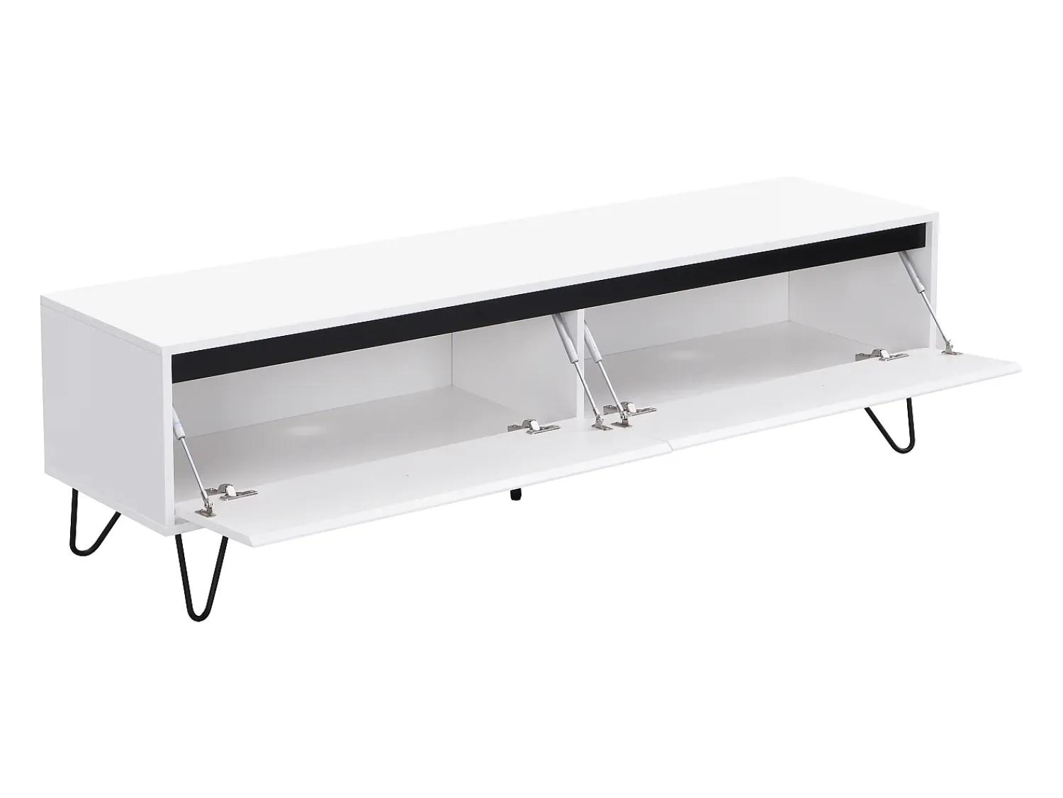 Móvel De Tv*Vente-unique Móvel de TV com 2 gavetas em MDF e aço e preto - ABUJA Branco