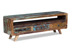 Móvel De Tv| Móvel de TV com 3 gavetas, madeira reciclada sólida PT159516 Multicor