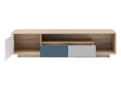 Discount Vente-unique Móvel de TV com 1 porta, 2 gavetas e 1 nicho multicolor - FILUTIA Natural claro / Multicor