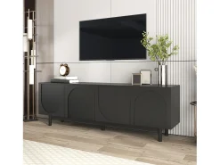 New Merax Móvel de TV com 4 portas - 175 x 38 x 56 cm - MDF e aglomerado - para sala - Preto