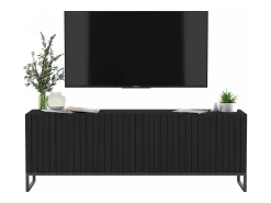 Móvel de TV com 4 portas – Corpo mate, frentes caneladas mate – 150 cm, estrutura em metal^ Móvel De Tv