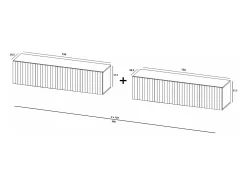 Móvel De Tv| Móvel de TV com 8 portas – Corpo -marinho mate, frentes ranhuradas -marinho mate – 300 cm Azul
