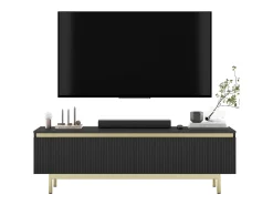 Móvel de TV com 2 portas - Corpo mate, frentes ranhuradas mate - Estrutura em metal dourado, 140 cm^ Móvel De Tv