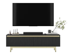 Móvel de TV com 2 portas - Corpo mate, frentes ranhuradas mate - Estrutura em metal dourado, 140 cm^ Móvel De Tv