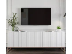 Móvel de TV com 4 portas - Estrutura mate, frentes ranhuradas mate - 150 cm, estrutura metálica^ Móvel De Tv
