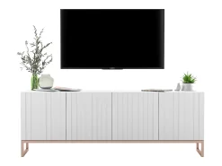 Móvel de TV com 4 portas - Estrutura mate, frentes ranhuradas mate - 150 cm, estrutura metálica^ Móvel De Tv