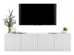 Móvel De Tv| Móvel de TV com 4 portas - Estrutura mate, frentes ranhuradas mate - 150 cm Branco