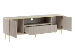 Vente-unique Móvel de TV com 2 portas, 1 gaveta e 1 nicho em MDF e aço - Bege e dourado - SINEAD^ Móvel De Tv