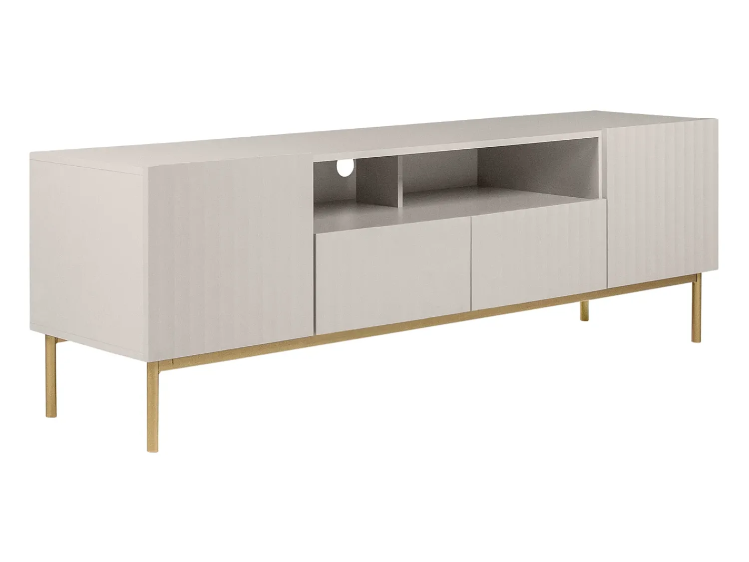 Discount Vente-unique Móvel de TV com 2 portas, 2 gavetas e 2 nichos em MDF e aço e dourado - EVILANA Bege