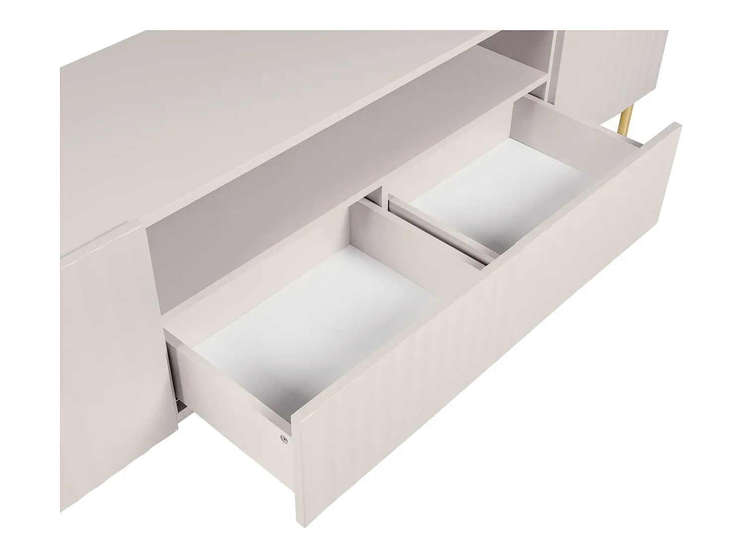 Discount Vente-unique Móvel de TV com 2 portas, 2 gavetas e 2 nichos em MDF e aço e dourado - EVILANA Bege