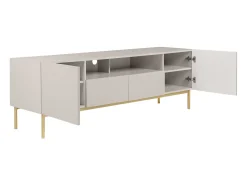 Discount Vente-unique Móvel de TV com 2 portas, 2 gavetas e 2 nichos em MDF e aço e dourado - EVILANA Bege