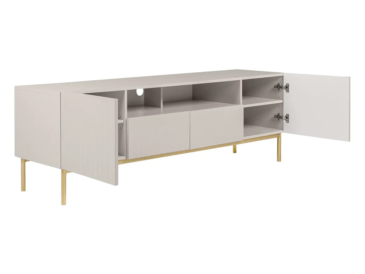 Discount Vente-unique Móvel de TV com 2 portas, 2 gavetas e 2 nichos em MDF e aço e dourado - EVILANA Bege