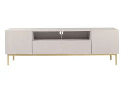 Discount Vente-unique Móvel de TV com 2 portas, 2 gavetas e 2 nichos em MDF e aço e dourado - EVILANA Bege
