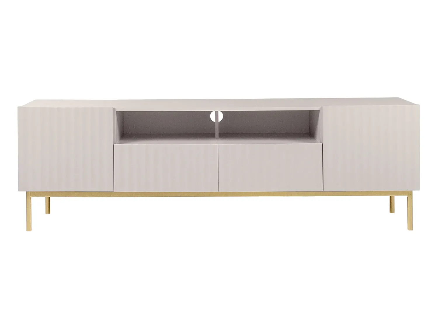 Discount Vente-unique Móvel de TV com 2 portas, 2 gavetas e 2 nichos em MDF e aço e dourado - EVILANA Bege