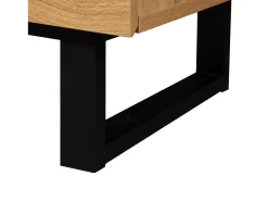 Móvel De Tv*Hauss Spole Móvel de TV com 2 portas, 2 gavetas e 2 nichos, carvalho e cinza, pés de metal preto Natural claro