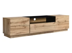 Clearance Vente-unique Móvel de TV com 2 portas, 1 gaveta e 1 nicho natural e preto - CEMILINA Preto / Natural claro