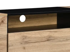 Clearance Vente-unique Móvel de TV com 2 portas, 1 gaveta e 1 nicho natural e preto - CEMILINA Preto / Natural claro